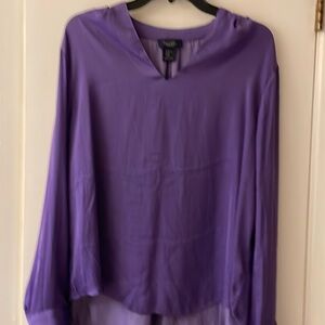 BEAUTIFUL PURPLE SILKY BLOUSE WITH COVERED BUTTONS